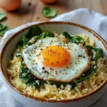Riz Sauté Aux Épinards Et Oeuf