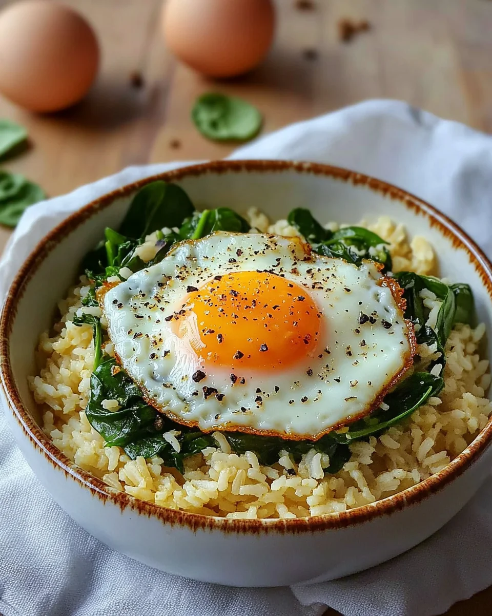 Riz Sauté Aux Épinards Et Oeuf