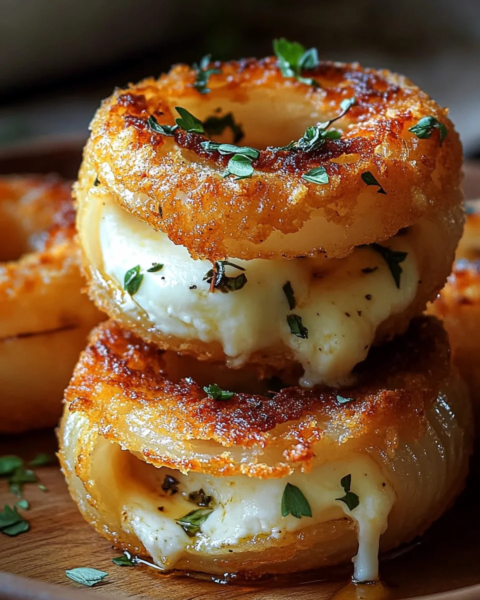 Rondelles d’Oignon Farcies à la Mozzarella avec Beurre à l’Ail
