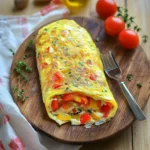 Roulé d’omelette aux poivrons