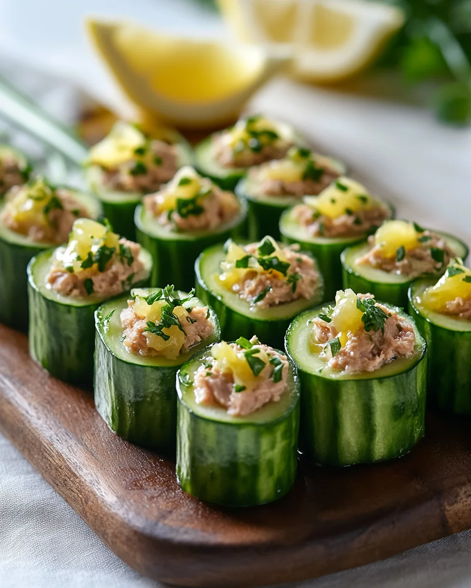 Roulés de concombre farcis au thon