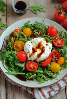 Salade avec burrata tomates cerises et roquette