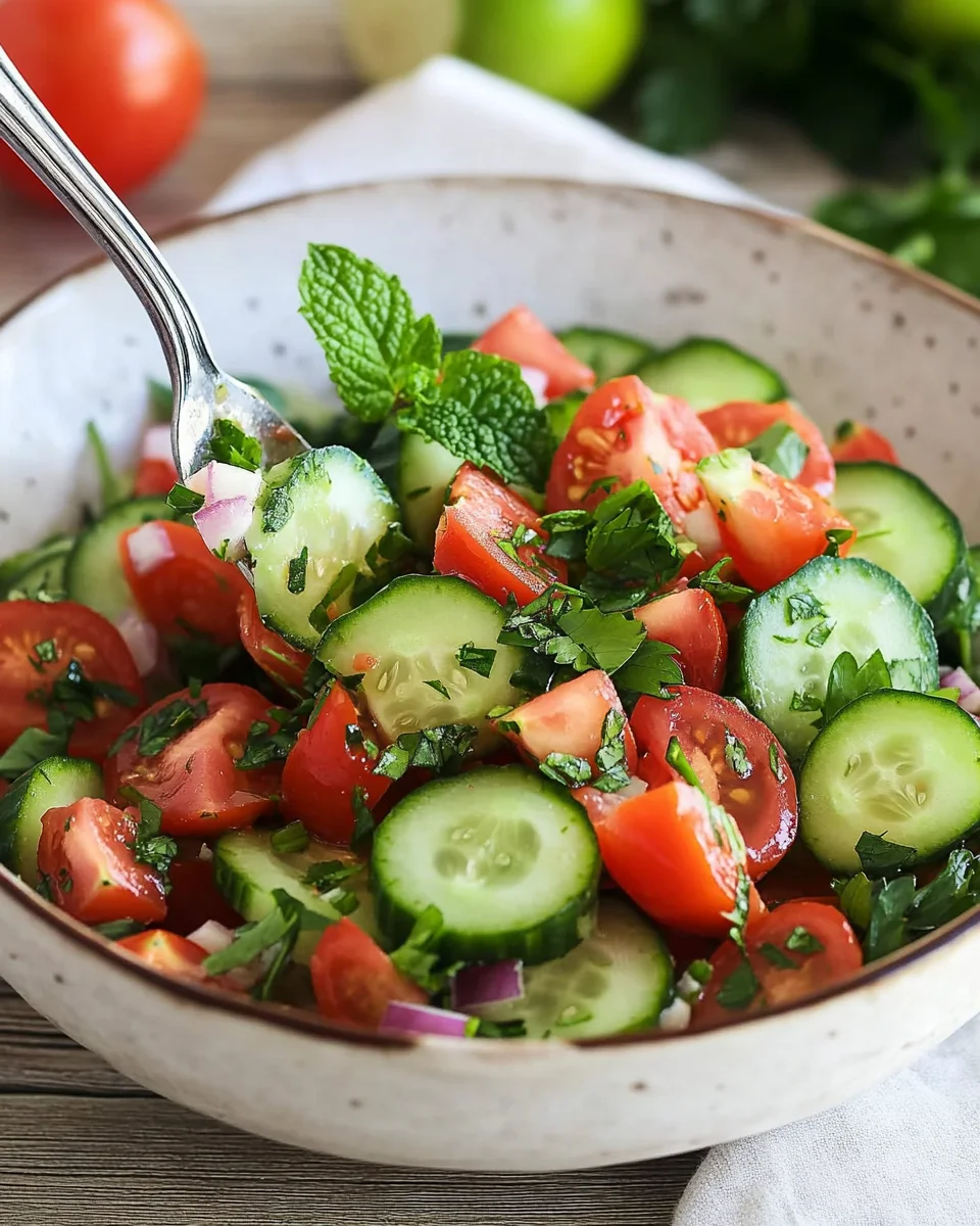 Salade concombre et tomates à l’orientale