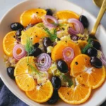 Salade d’orange au fenouil, olive et oignon