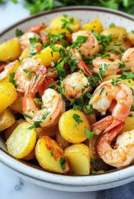 Salade de pommes de terre aux crevettes scampis