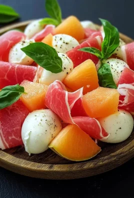 Salade melon, pastèque, mozzarella, jambon cru