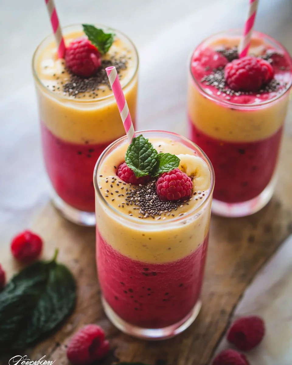 Smoothie banane et framboises