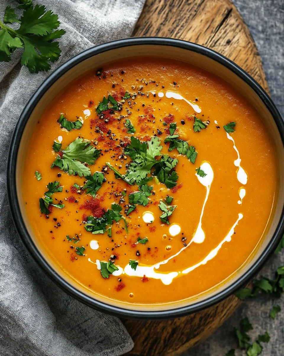 Soupe Épicée aux Carottes et aux Lentilles Corail