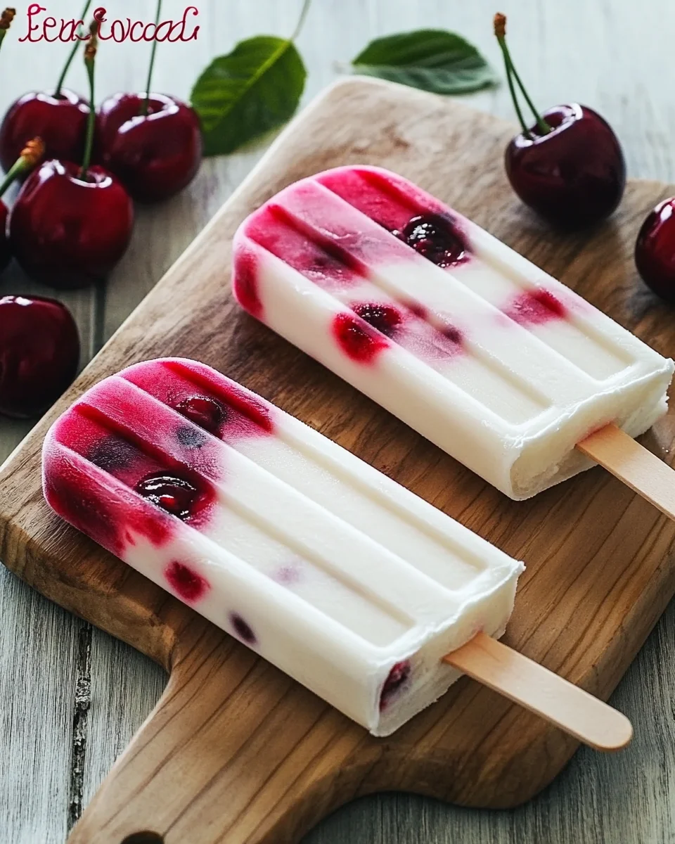 Sucettes glacées au yaourt et aux cerises