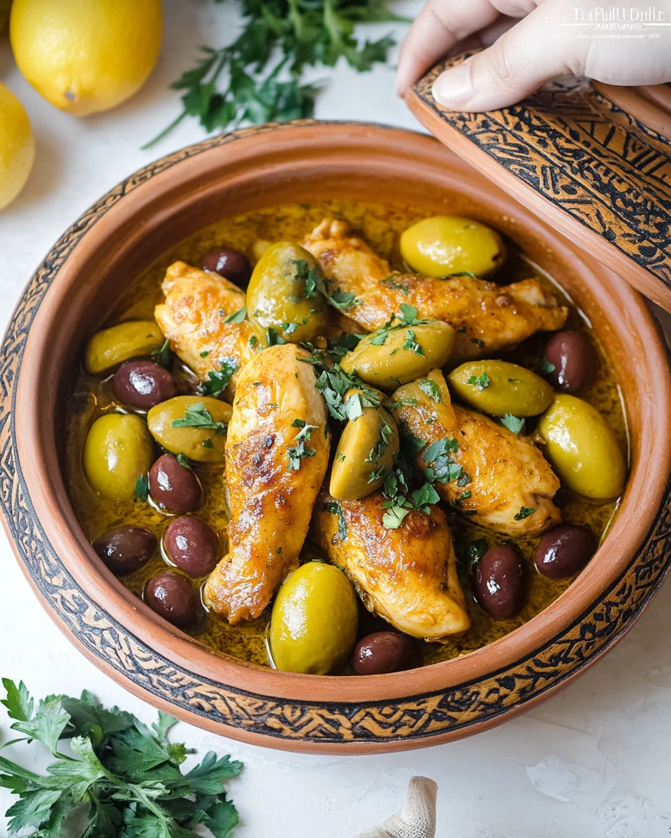 Tajine de poulet mqualli aux olives et citron confit