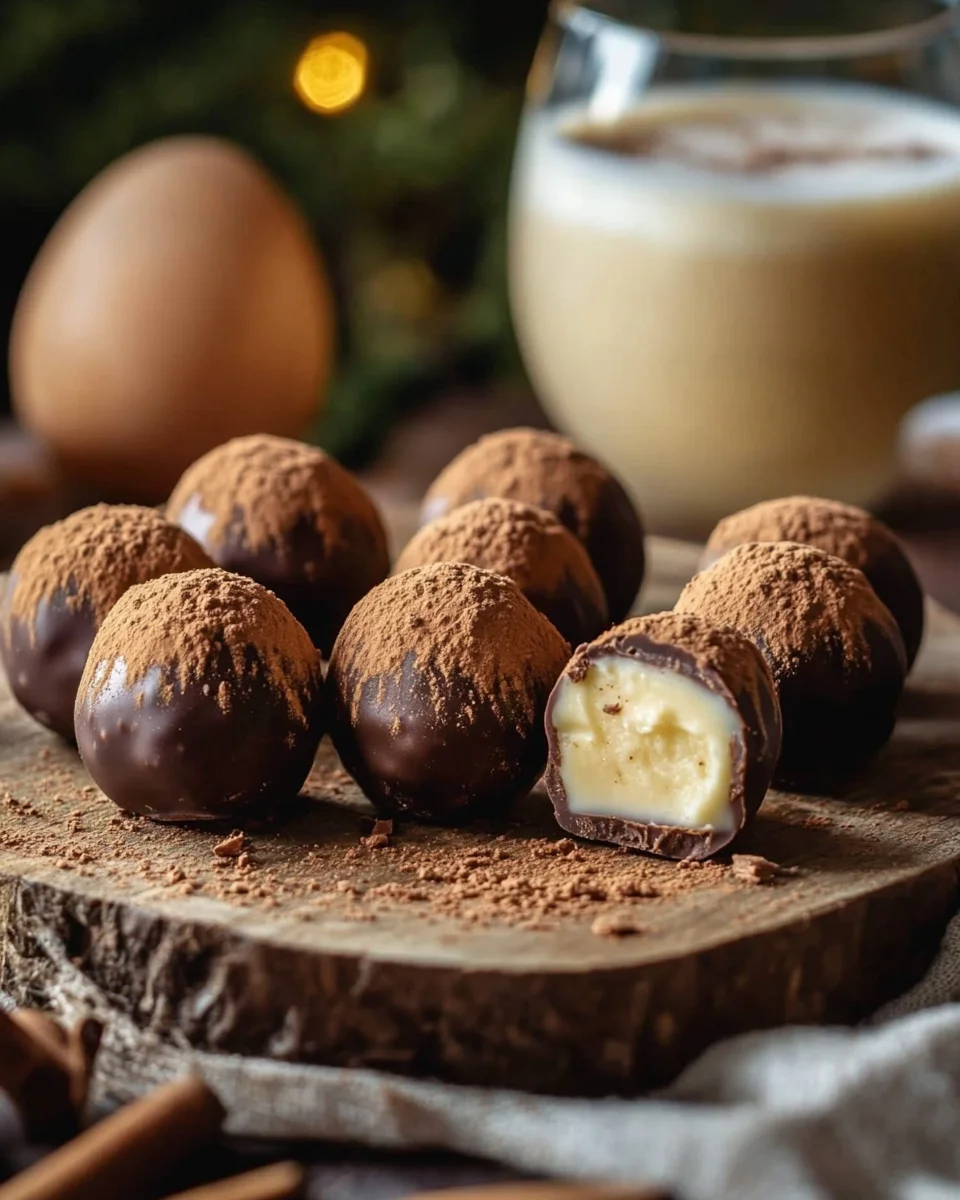 Truffes au Chocolat Noir et au Lait de Poule (Eggnog)