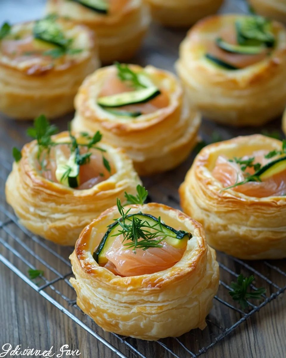 Vol-au-vent au saumon fumé et aux courgettes