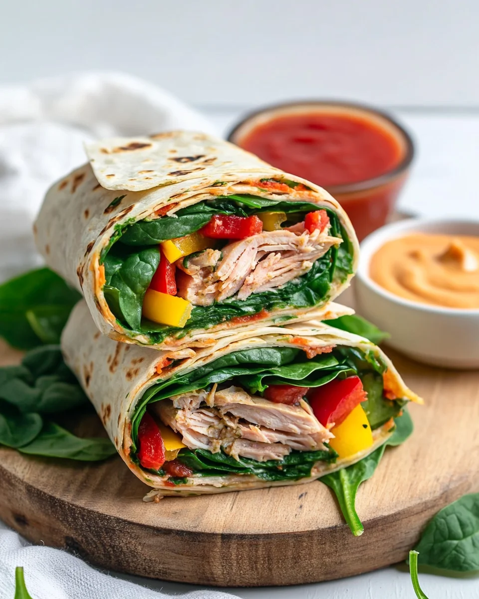 Wrap au thon, aux épinards et aux poivrons